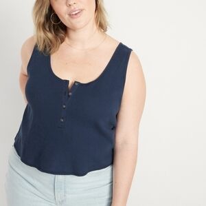 XXL - Old Navy | Thermal-Knit Cropped Henley Tank Top
